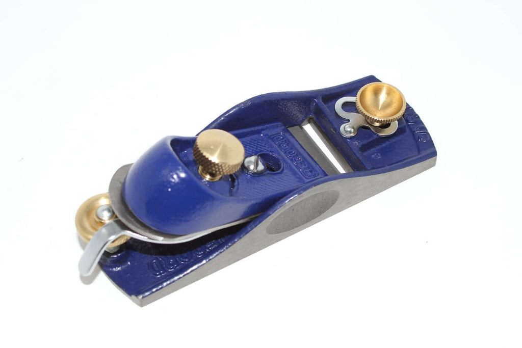 Irwin Record Block Plane 9 1/2 close-up showing precision design for fine woodworking tasks.