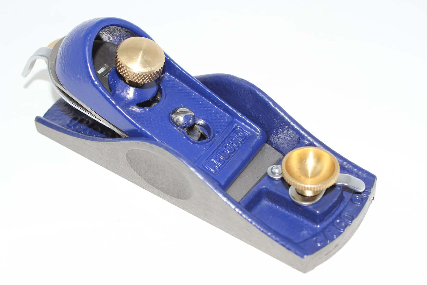 Irwin Record Block Plane 9 1/2 close-up view showing its precision design and brass knobs.