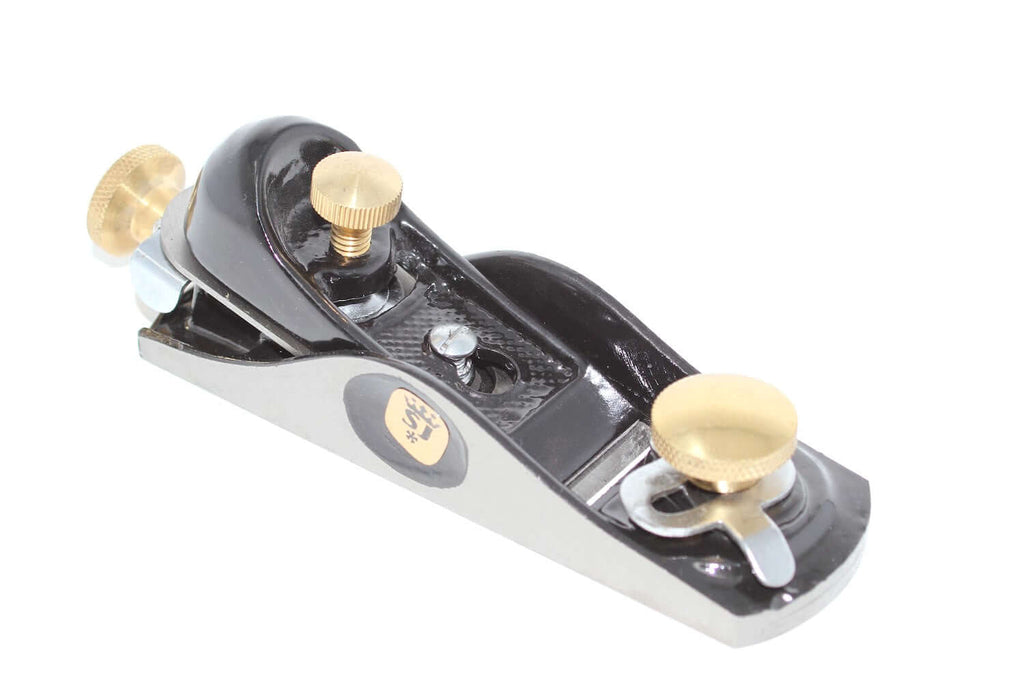 Spear & Jackson Block Plane 6 1/2 with brass knobs and sleek design for precision woodworking.