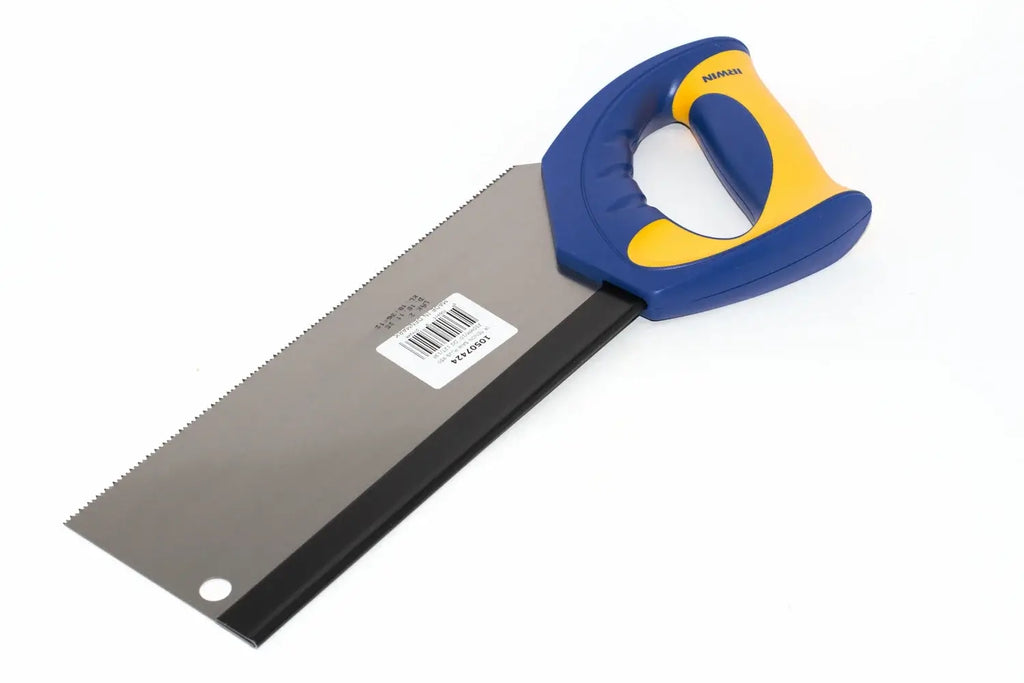 Irwin Jack 10" Tenon Saw- Fine Cut by Cherry Tree Tools, steel backed blade in grey with blue handle