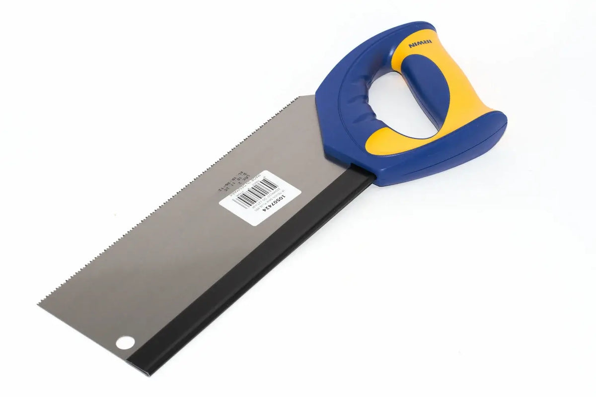 Irwin Jack 10" Tenon Saw- Fine Cut by Cherry Tree Tools, steel backed blade in grey with blue handle