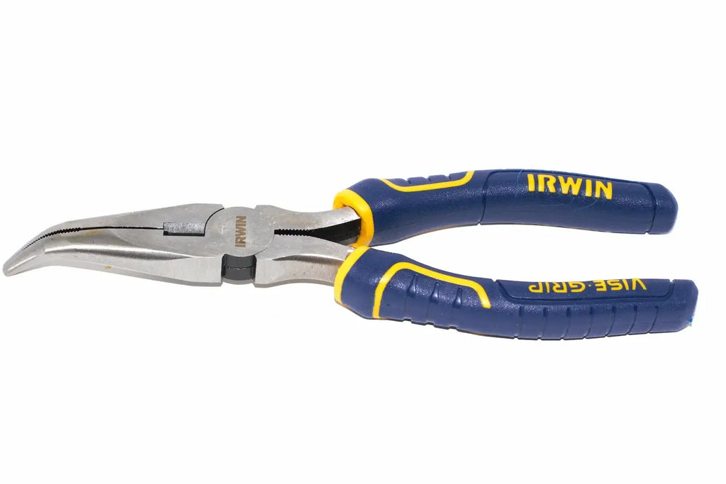 Irwin Vise-Grip 8" bent nose pliers by Cherry Tree Tools in blue with machined jaws