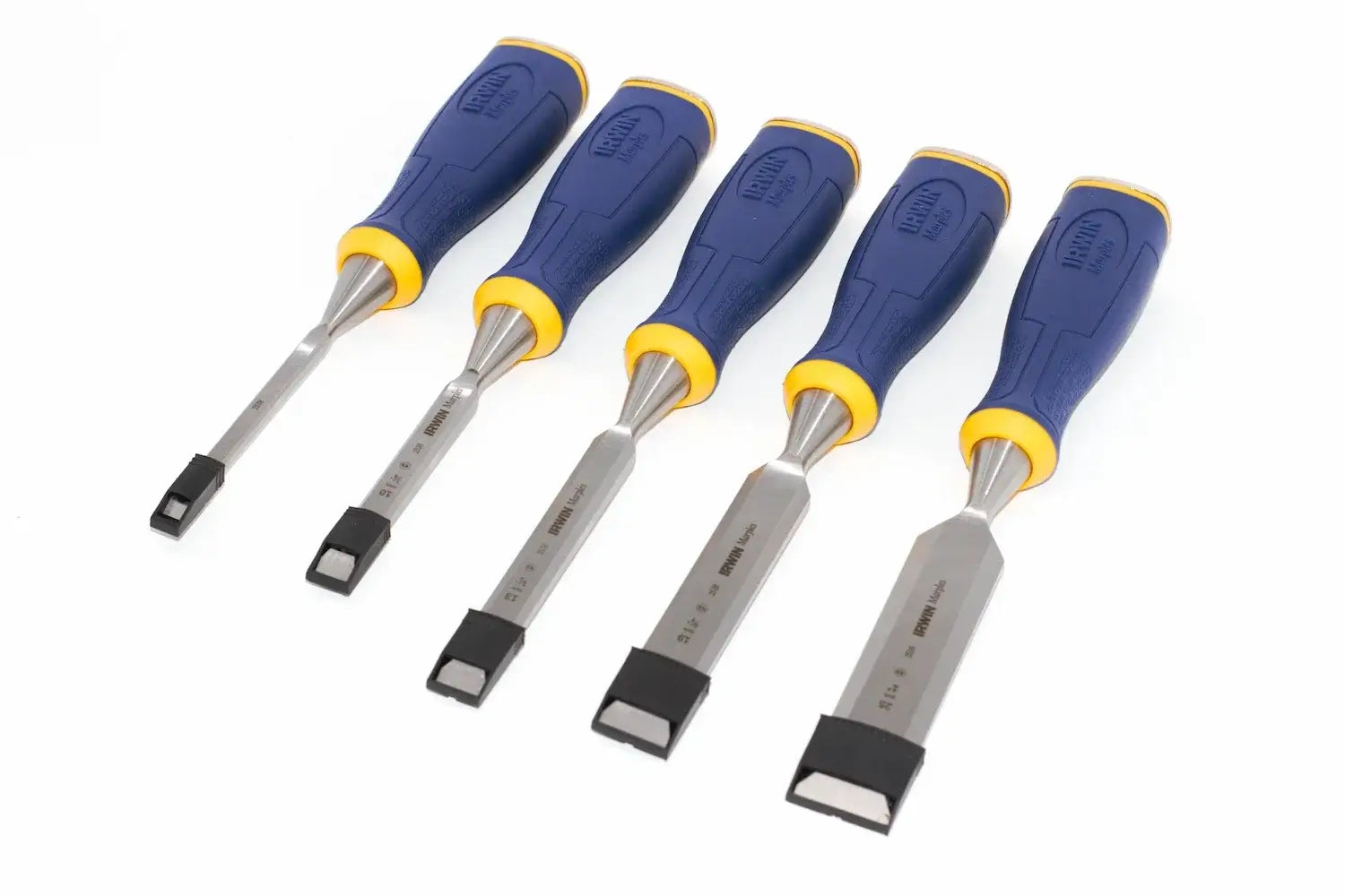 Irwin Marples MS500 Chisel Set 5 Piece by Cherry Tree Tools blue and yellow with ProTouch handles