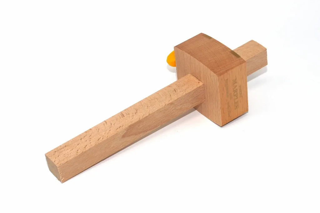Joseph Marples 8" Beech marking gauge by Cherry Tree Tools with brass inlaid wear plates