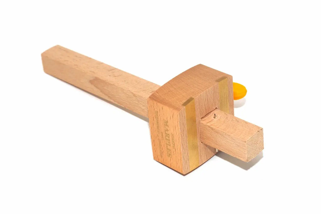 Joseph Marples 8" Beech marking gauge by Cherry Tree Tools with brass inlaid wear plates