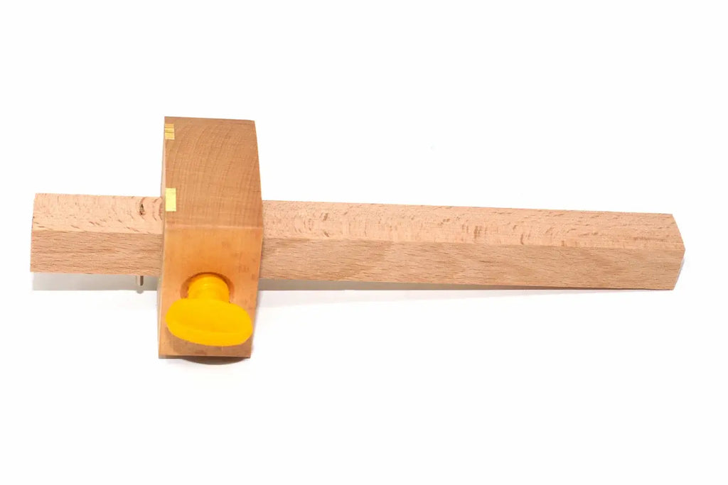 Joseph Marples 8" Beech Marking Gauge by Cherry Tree Tools, beech wood and brass inlaid wear plate