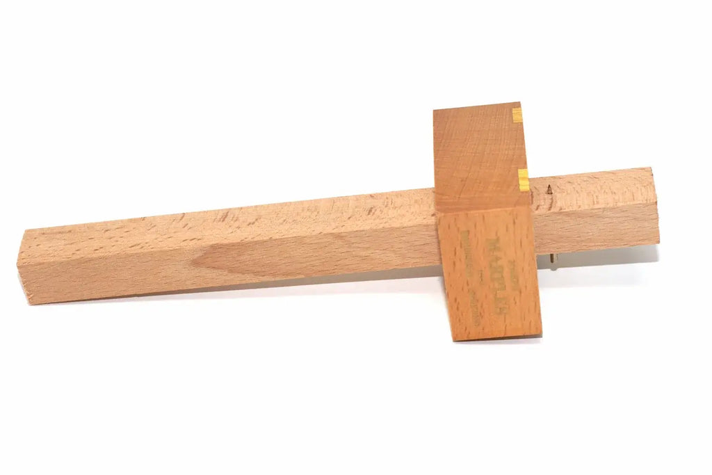 Joseph Marples 8" Beech marking gauge by Cherry Tree Tools with brass inlaid wear plates