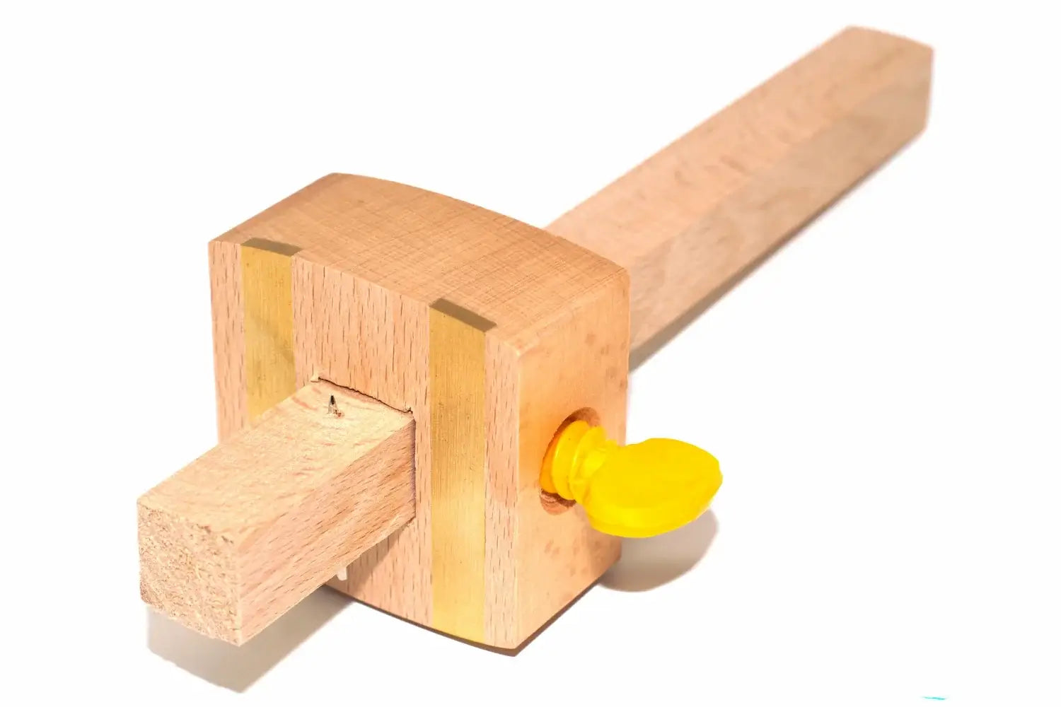 Joseph Marples 8" Beech Marking Gauge by Cherry Tree Tools with brass inlaid wear plates and adjustable fence