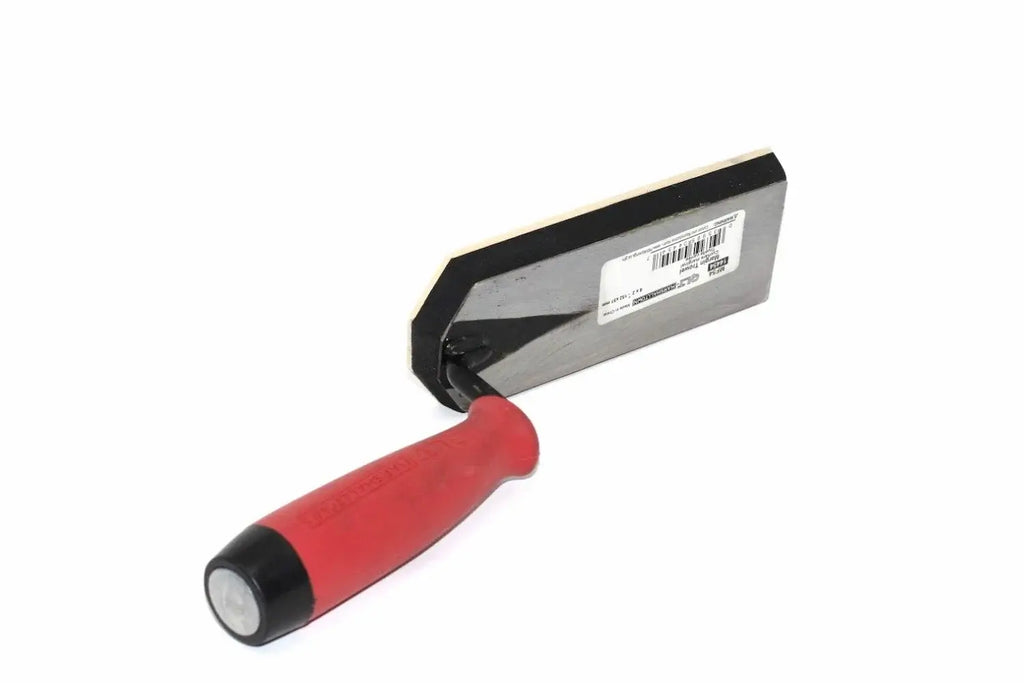 Marshalltown QLT 6" margin trowel from Cherry Tree Tools with black gum rubber face and tempered steel backing
