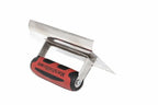 Marshalltown Edging Trowel from Cherry Tree Tools with a red and black handle and polished stainless steel blade.