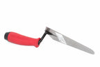 Marshalltown QLT 7" gauging trowel from Cherry Tree Tools, red soft grip handle and silver carbon steel blade.