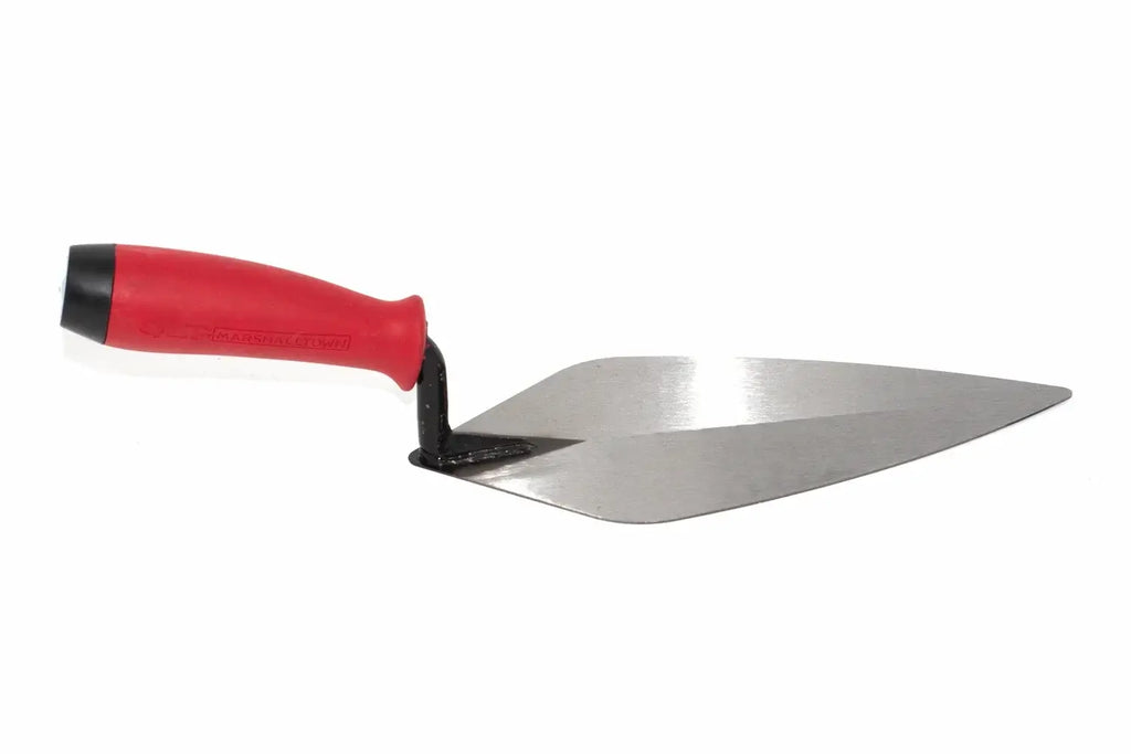 Marshalltown 10 Brick Trowel - Philadelphia pattern with durable carbon steel blade and ergonomic durasoft handle.