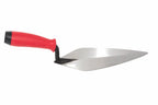Marshalltown 10 Brick Trowel with a red ergonomic handle and a durable carbon steel blade for precision masonry tasks.