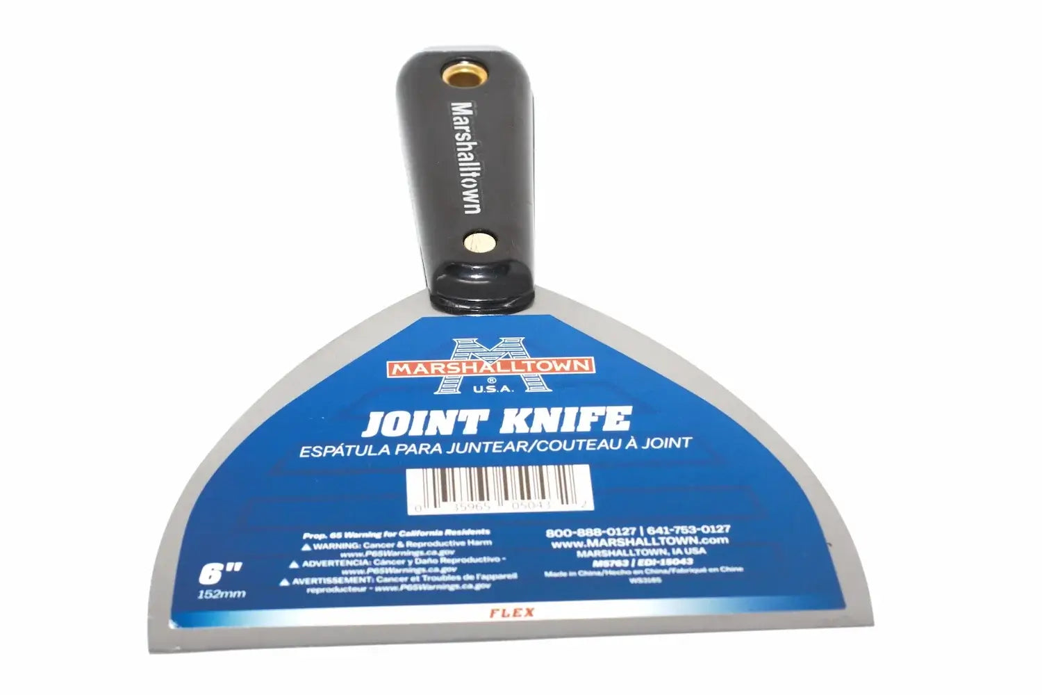 Marshalltown 6 Flex Jointer Scraper with stainless steel blade and black handle