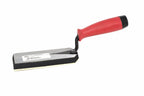 Marshalltown QLT 6" margin trowel from Cherry Tree Tools with a red handle, gum rubber face and bevelled edges.