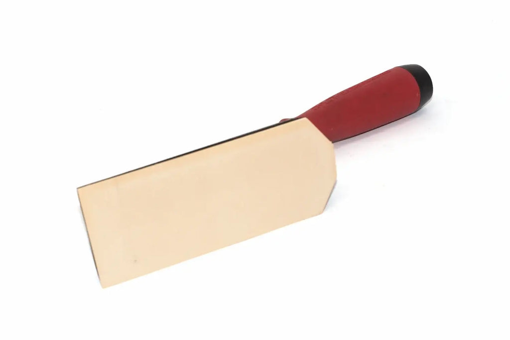 Marshalltown QLT 6" Margin Trowel from Cherry Tree Tools with a red handle, gum rubber face and tempered steel backing.