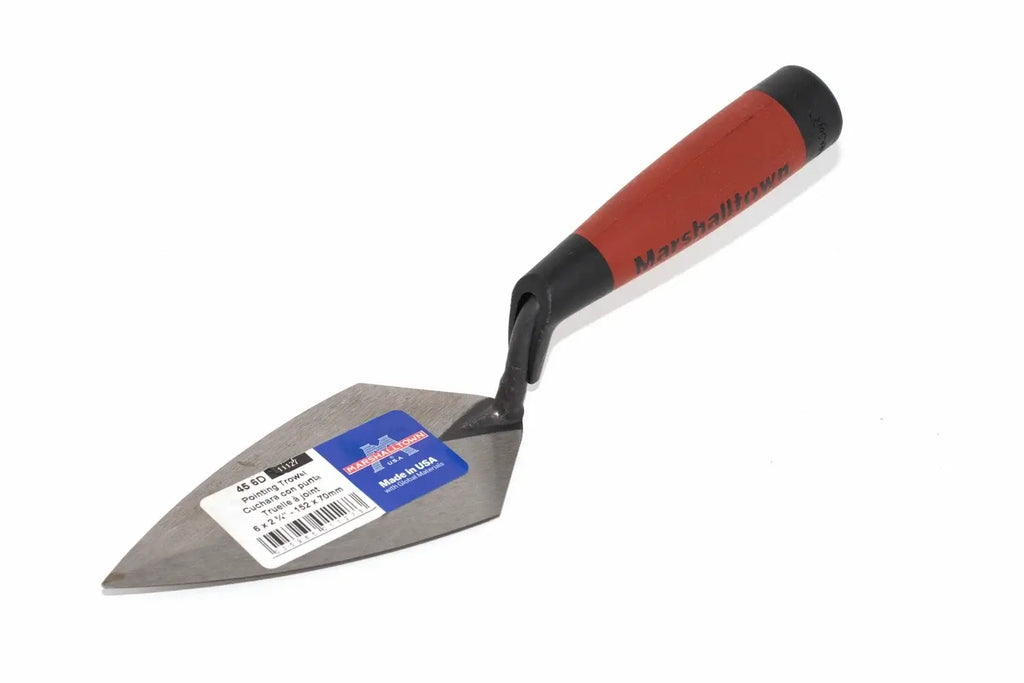 Marshalltown 6 QLT Pointing Trowel with Durasoft handle for precision in mortar joints.