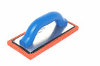 Marshalltown 9 x 4 Fine Rubber Float with textured pad and blue handle for smooth finishing.