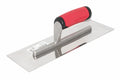 Marshalltown QLT finishing trowel with Cherry Tree Tools red handle and polished stainless steel blade