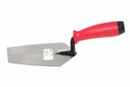 Marshalltown QLT Bucket Trowel 7 1/2" with a red handle and high carbon steel blade from Cherry Tree Tools.