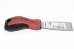 Marshalltown 38mm stiff putty knife in red and black with a solid Durasoft handle and hanging hole from Cherry Tree Tools.
