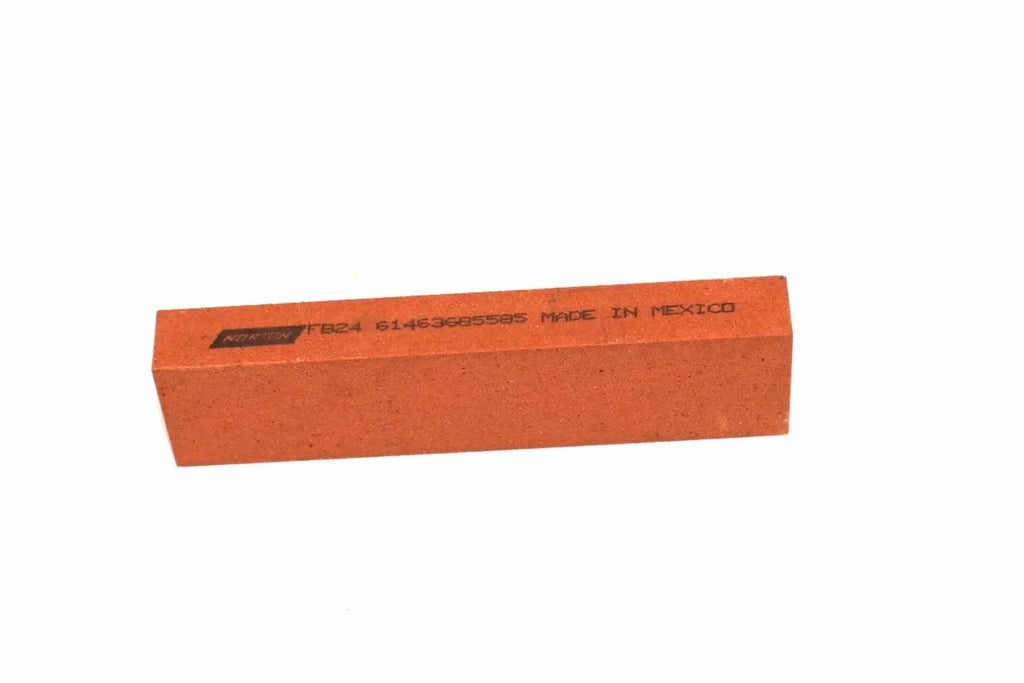 Norton India Fine Sharpening Stone by Cherry Tree Tools, rectangular orange fine-grade aluminium oxide