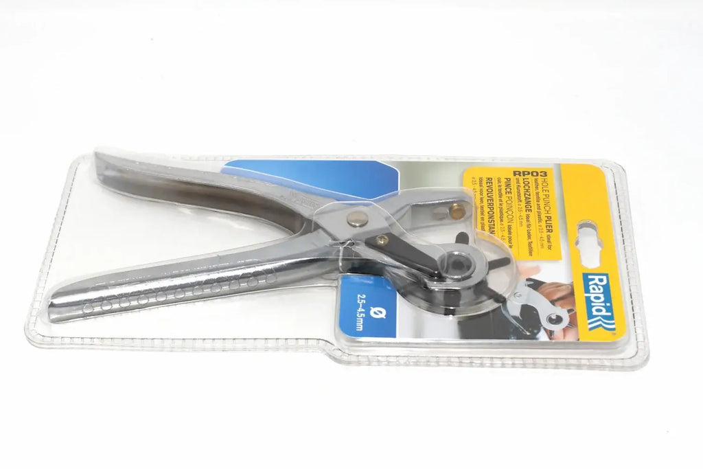 Rapid Rotating Hole Punch Pliers by Cherry Tree Tools in silver steel with ergonomic rotating head
