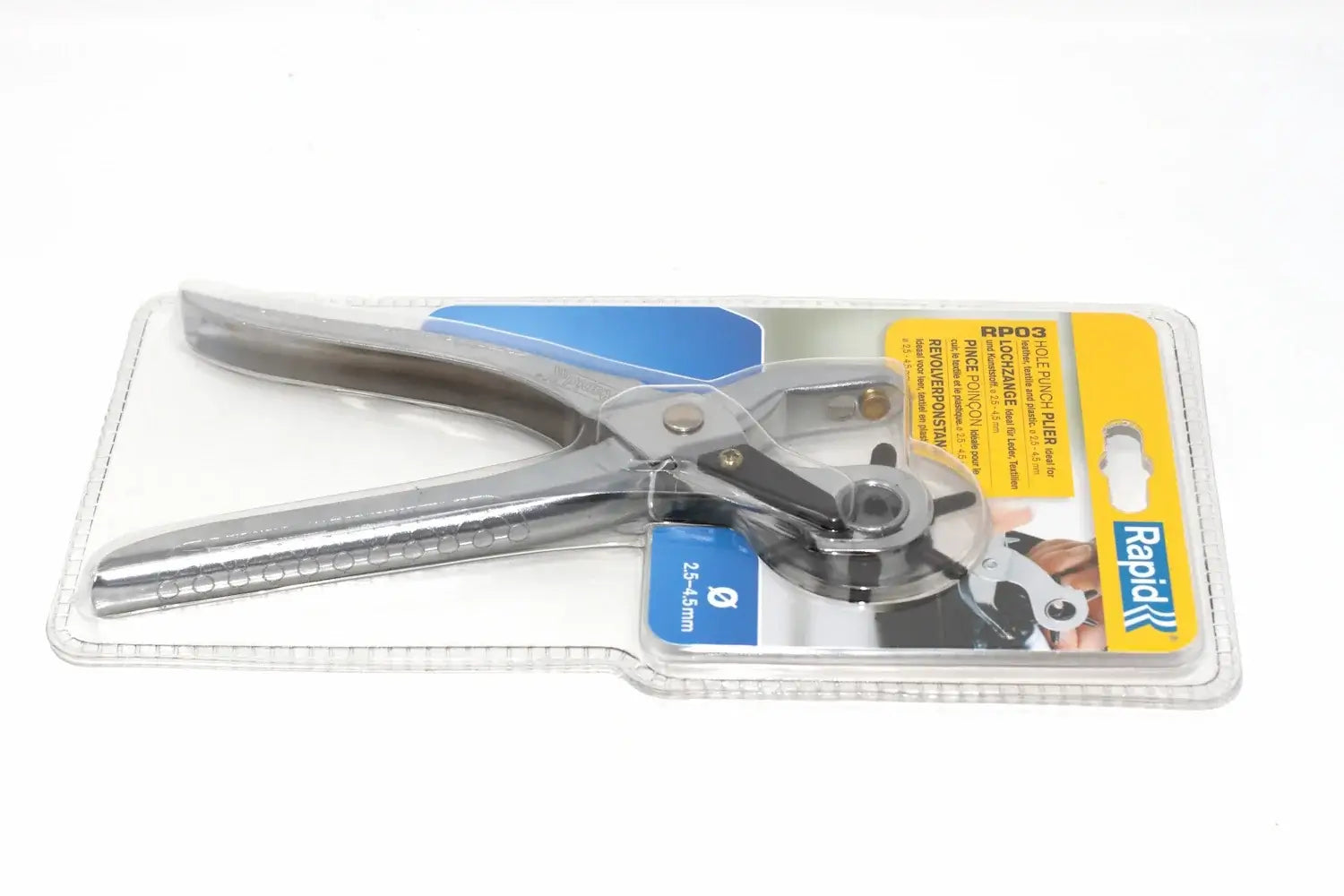 Rapid Rotating Hole Punch Pliers by Cherry Tree Tools in silver steel with ergonomic rotating head