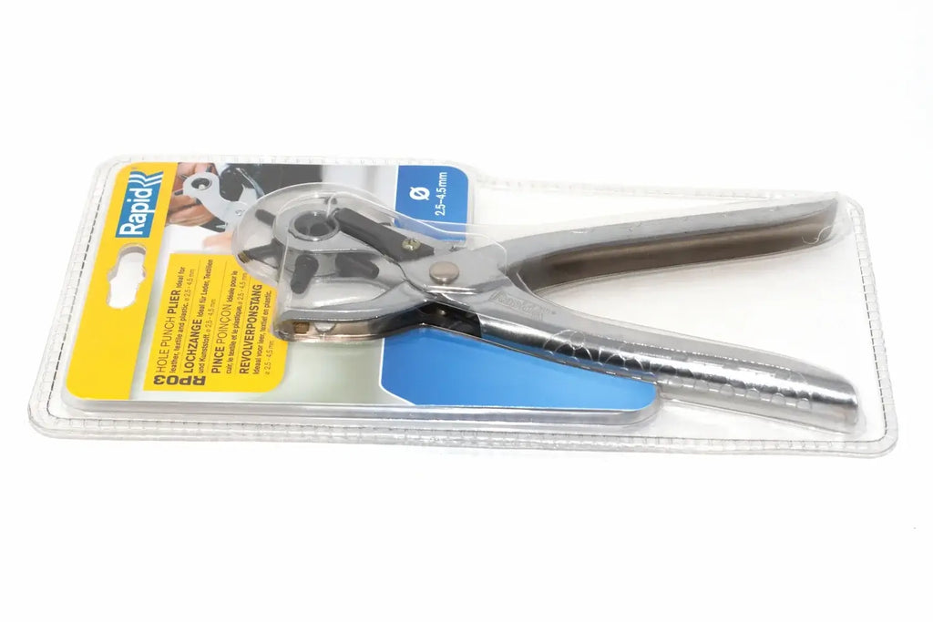 Rapid Rotating Hole Punch Pliers by Cherry Tree Tools, silver steel, ergonomic rotating head for leather
