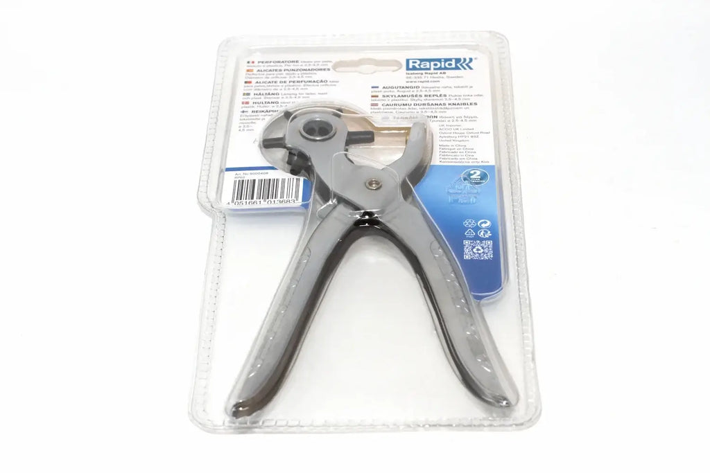 Rapid Rotating Hole Punch Pliers by Cherry Tree Tools, silver steel hole punch pliers for leather and textiles