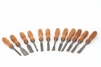 Rolson 12pc Wood Carving Chisel Set featuring high-quality steel blades and comfortable wooden handles for precise carving.