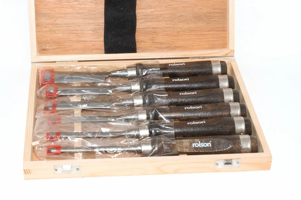 Rolson 6pc Wood Carving Gouge Chisel Set by Cherry Tree Tools with chrome vanadium steel blades