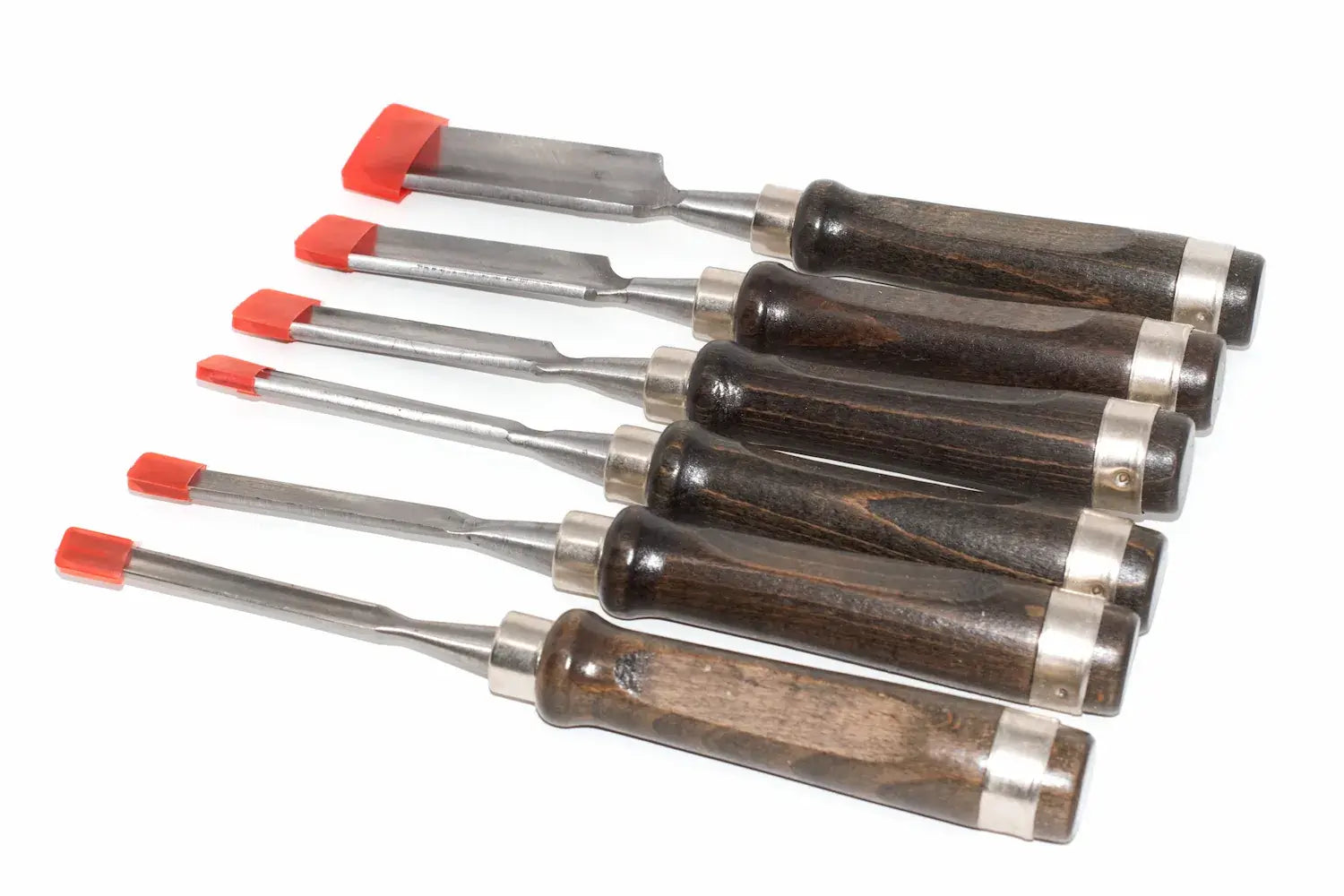 Rolson 6pc Wood Carving Gouge Chisel Set by Cherry Tree Tools with chrome vanadium steel blades and black walnut handles