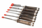 Rolson 6pc Wood Carving Gouge Chisel Set by Cherry Tree Tools with chrome vanadium steel blades and black walnut handles