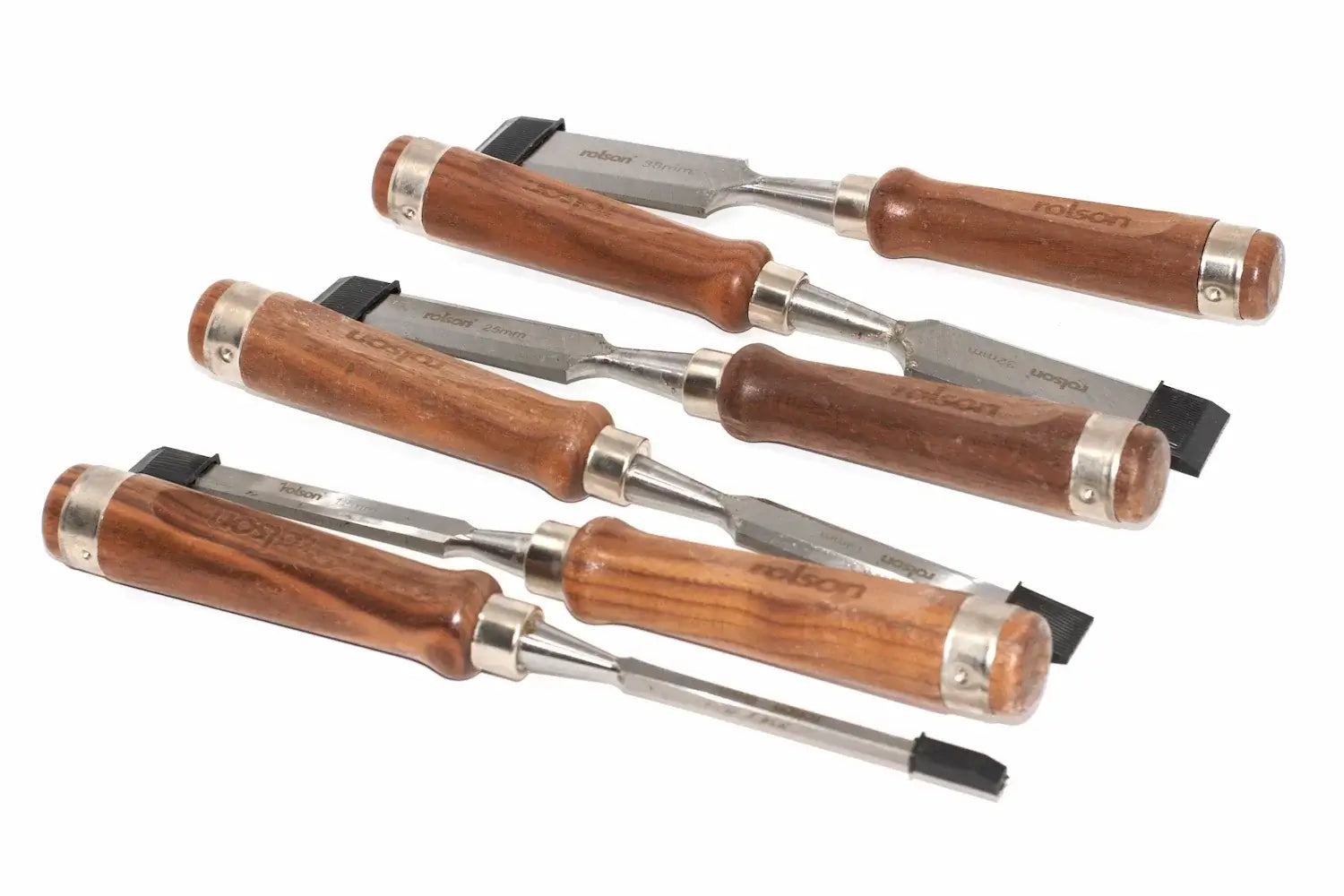 Rolson 8pc Bevel Edge Wood Chisel Set by Cherry Tree Tools, chrome vanadium steel blades and hardwood handles