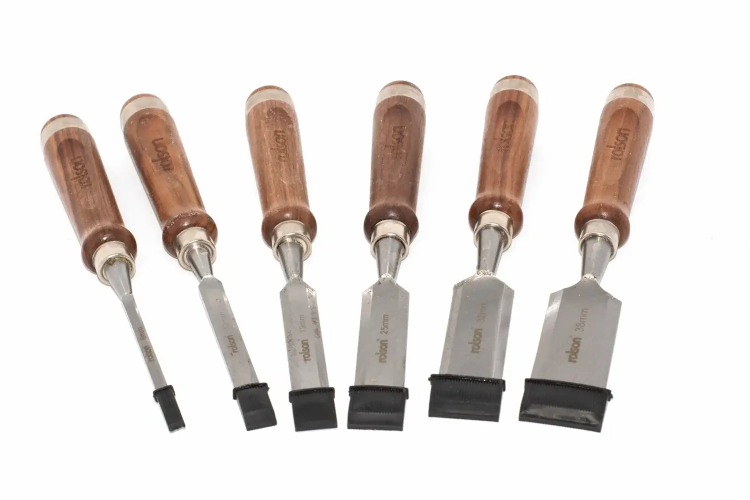 Rolson 8pc Bevel Edge Wood Chisel Set by Cherry Tree Tools with hardwood handles and steel ferrules