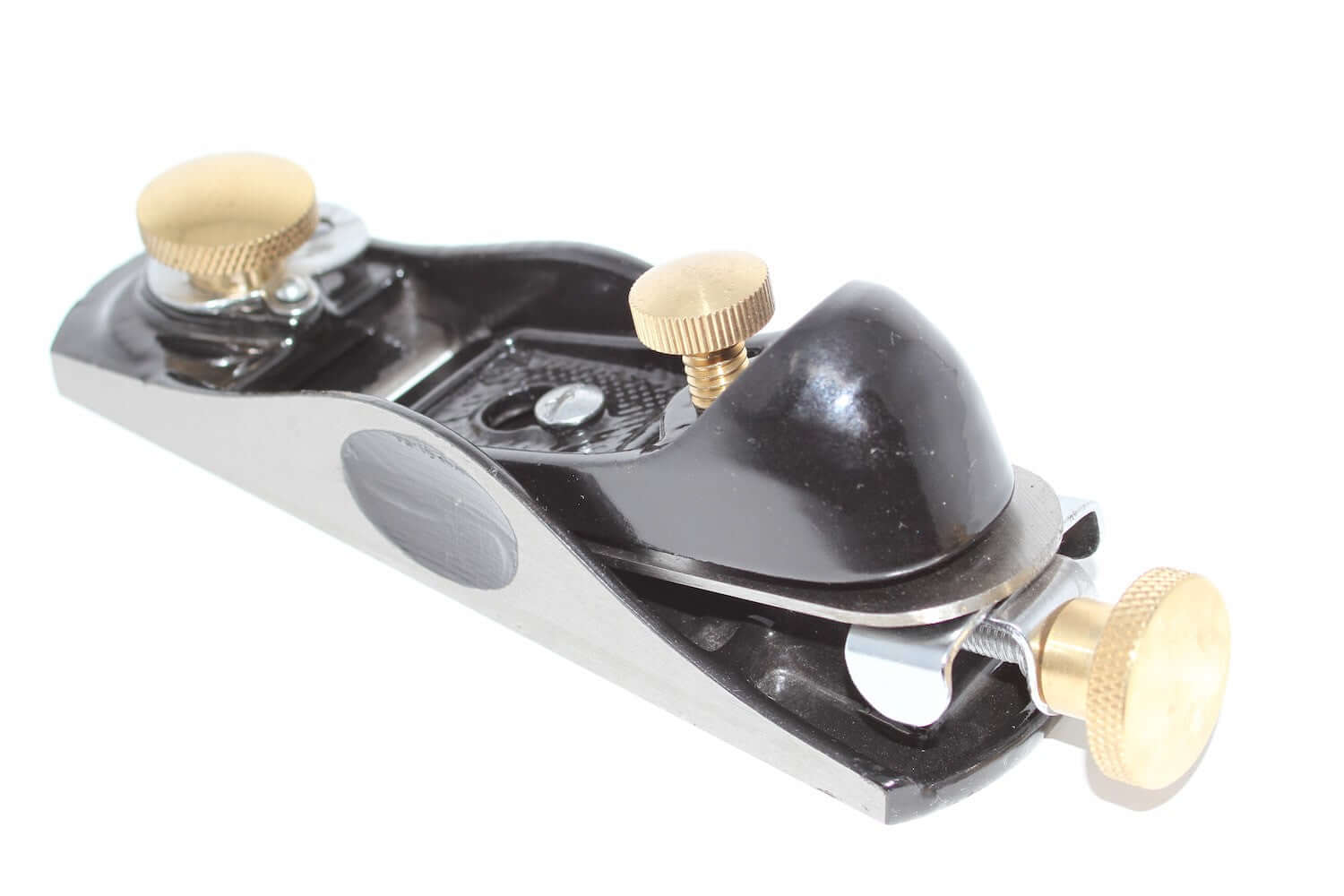 Spear & Jackson Block Plane 6 1/2, high-quality woodworking tool with brass knobs and durable construction.