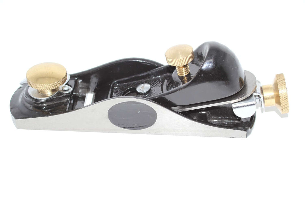 Spear & Jackson Block Plane  6 1/2 with brass knobs side view for woodworking precision.