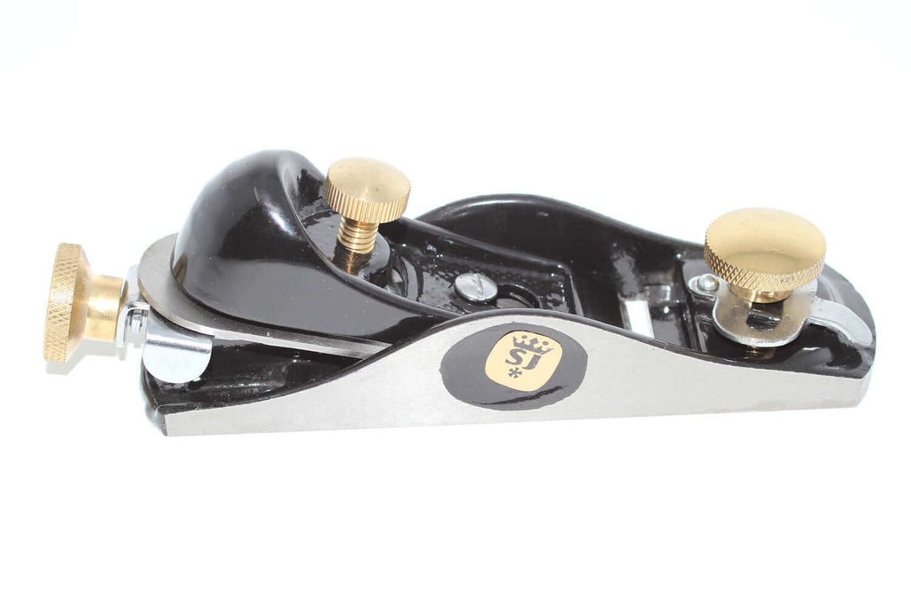 Spear & Jackson Block Plane  6 1/2 with brass knobs and a sleek design for precision woodworking.