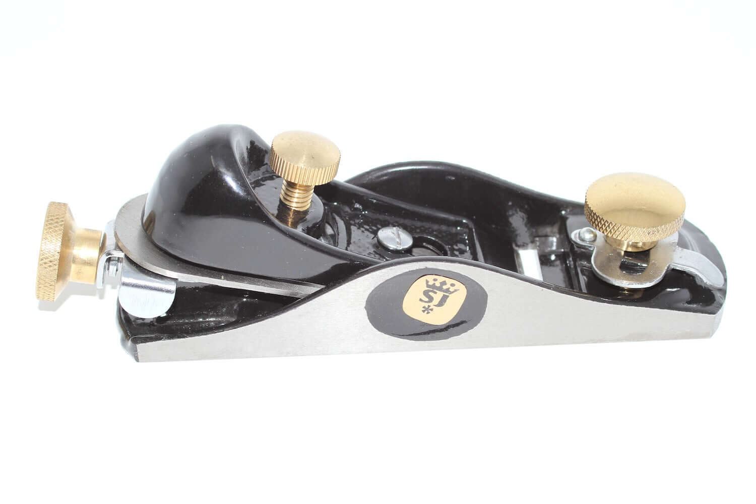 Spear & Jackson Block Plane  6 1/2 with brass knobs and a sleek design for precision woodworking.