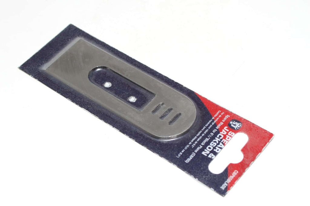 Spear & Jackson block plane Blade For Block Plane CBP65 on packaging, essential for woodworking precision.
