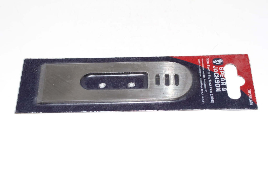 Spear & Jackson block Plane Blade For Block Plane CBP65 displayed in packaging for woodworking.