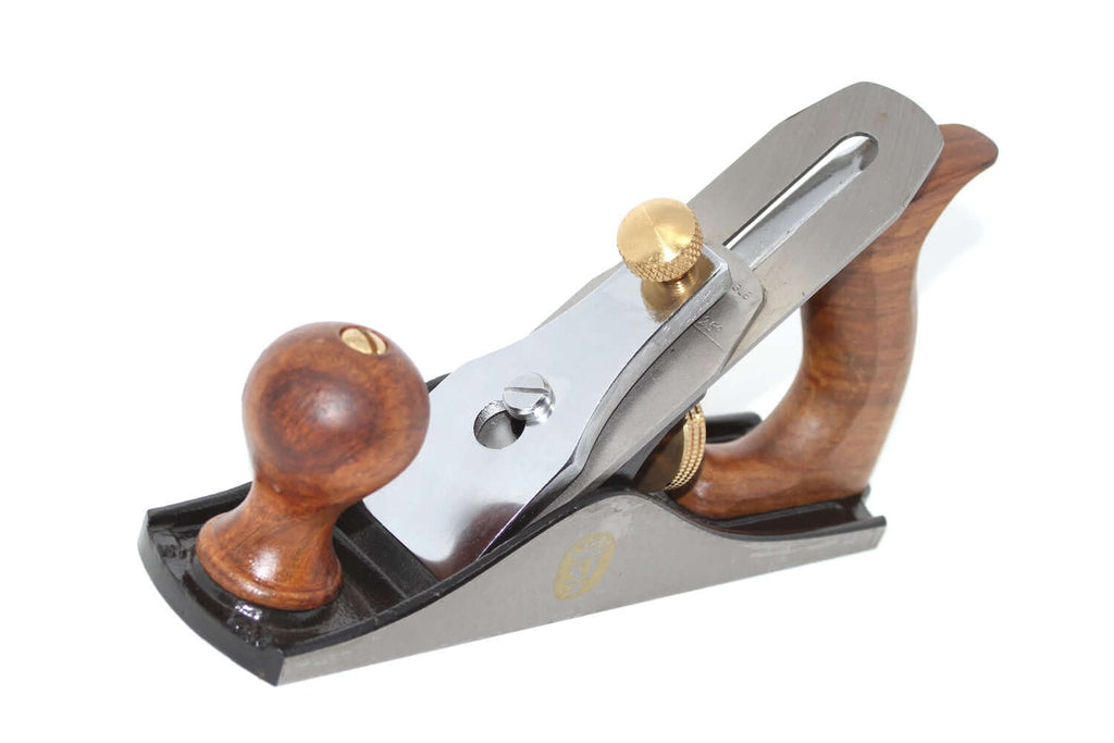 Spear & Jackson No 3 Smoothing Plane with wooden handle and brass adjustments for woodworking.