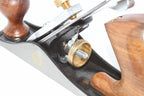 Close-up of the adjustment mechanism of the Spear & Jackson No 3 Smoothing Plane, showcasing precision brass components.