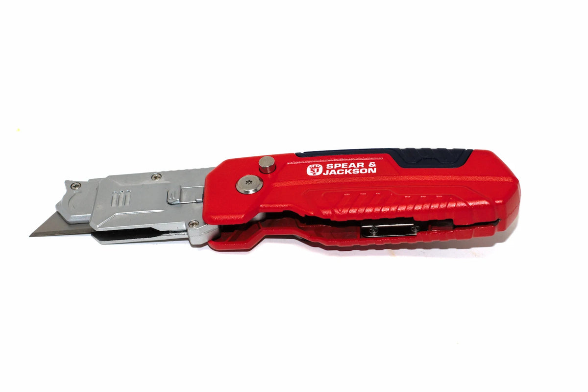 Spear & Jackson trimming knife & scraper in red from Cherry Tree Tools, with a durable all metal body.