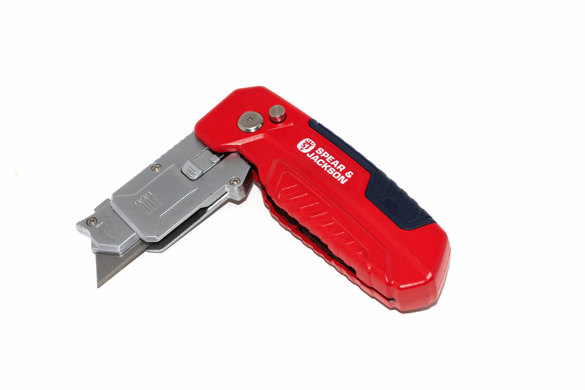 Spear & Jackson Trimming Knife & Scraper in red, supplied by Cherry Tree Tools with a durable all-metal body.