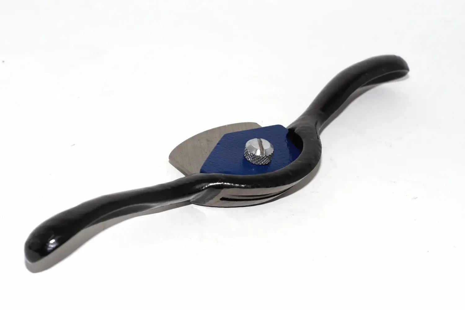 Spear & Jackson Spokeshaves Twin Pack - concave and convex  shown with cast iron body and carbon steel blade for woodworking.