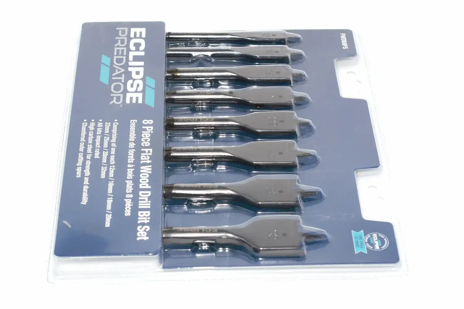 Eclipse Professional 8pc Drill Bit Set by Cherry Tree Tools, steel flat bits in a plastic case