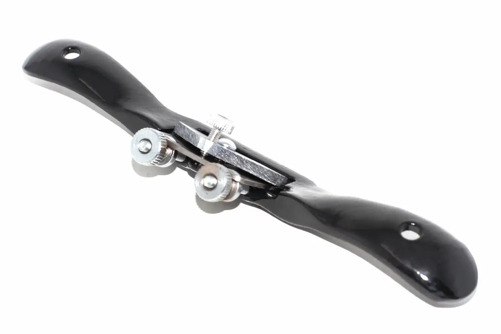 Spear & Jackson flat Spokeshave diagonal view showing drilled handles for wall or bracket hanging