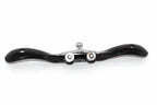 Spear & Jackson Flat Spokeshave top view with black coloured curved handle and cutter adjuster screws